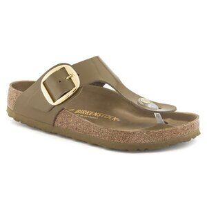 EUC Gizeh Big Buckle in High Shine Mud Green+Bright Blue and Reg Gizeh White